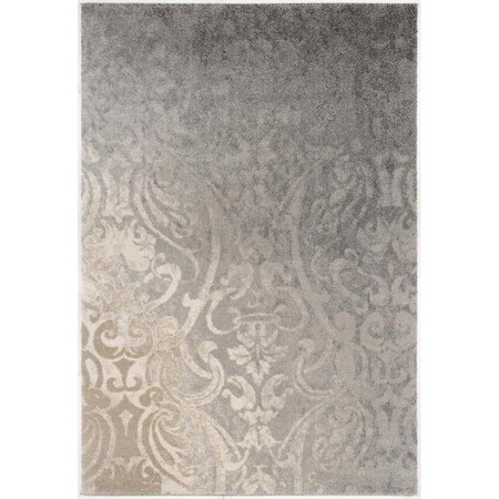 Palacedesigns 4 x 6 ft. Damask Power Loom Stain Resistant Rectangle Area Rug - Grey PA3105792